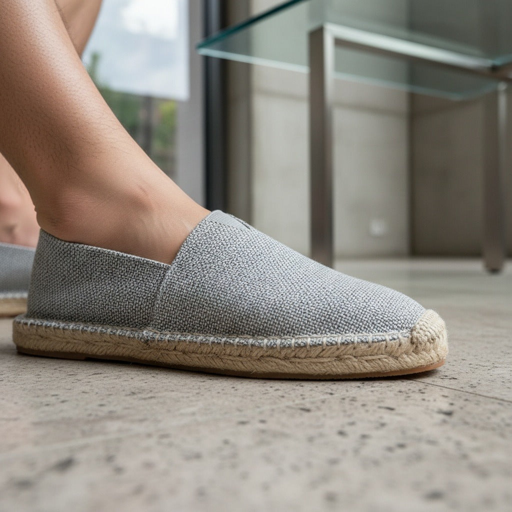 Espadrille Mens Sandals - Pebble Gray - Back View