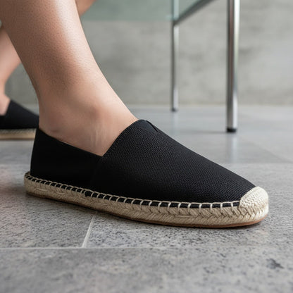 Espadrille Mens Sandals - Black - Back View