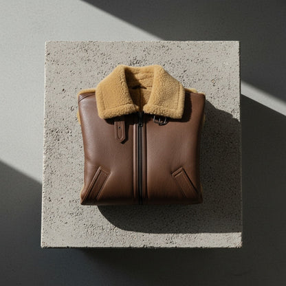 Fake Leather Aviator Jacket - Brown - Lifestyle Inspiration