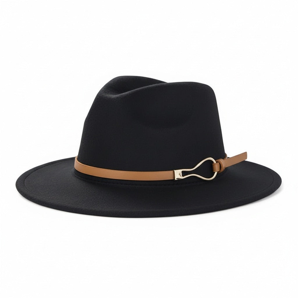 Fedora Hat Men - Black - Front View