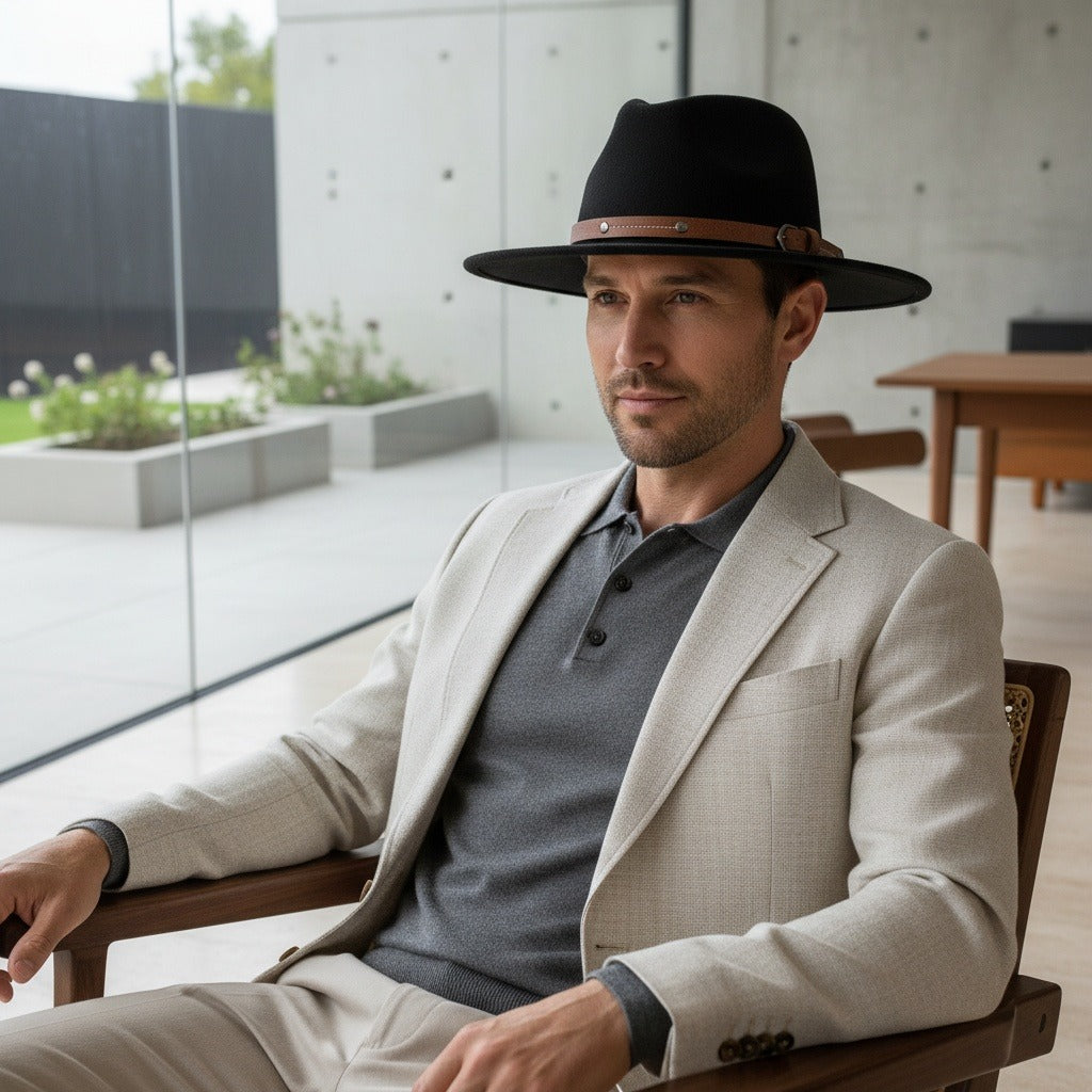 Fedora Hat Men - Onyx - Side Profile