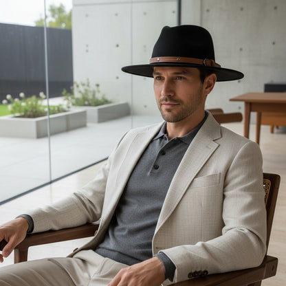 Fedora Hat Men - Onyx - Side Profile