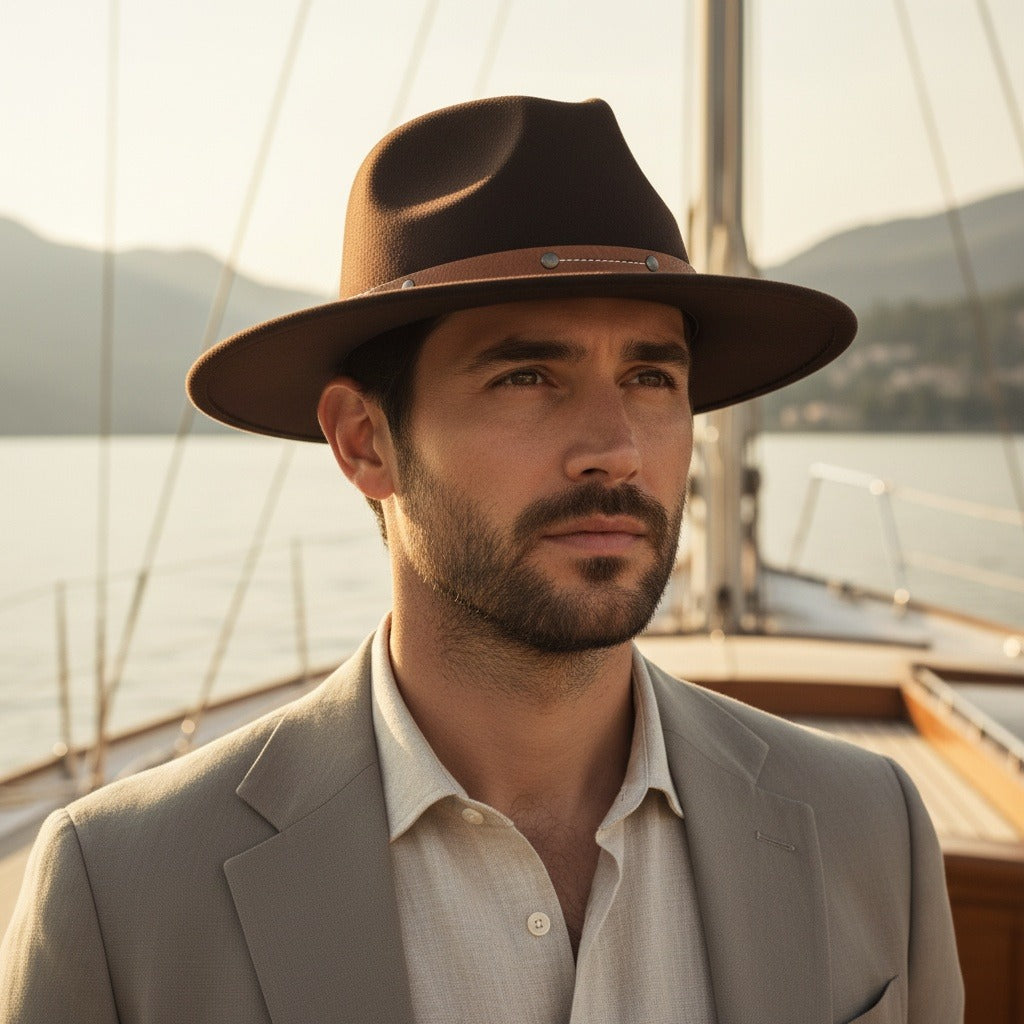 Fedora Hat Men - Espresso - Angled Shot