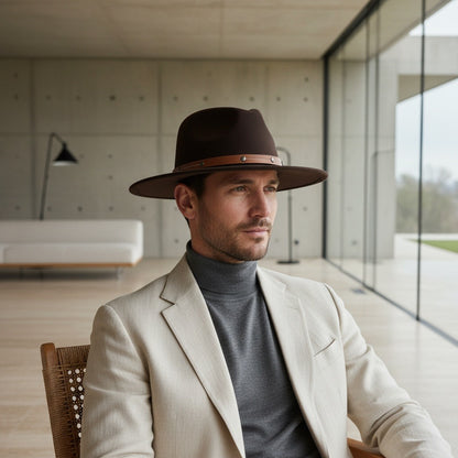 Fedora Hat Men - Espresso - Side Profile