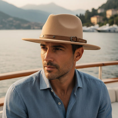 Fedora Hat Men - Camel - Angled Shot