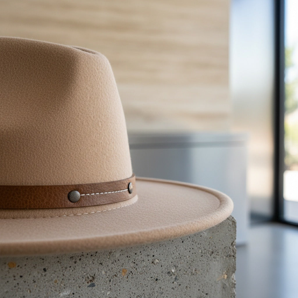 Fedora Hat Men - Camel - Back View