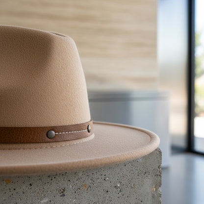 Fedora Hat Men - Camel - Back View