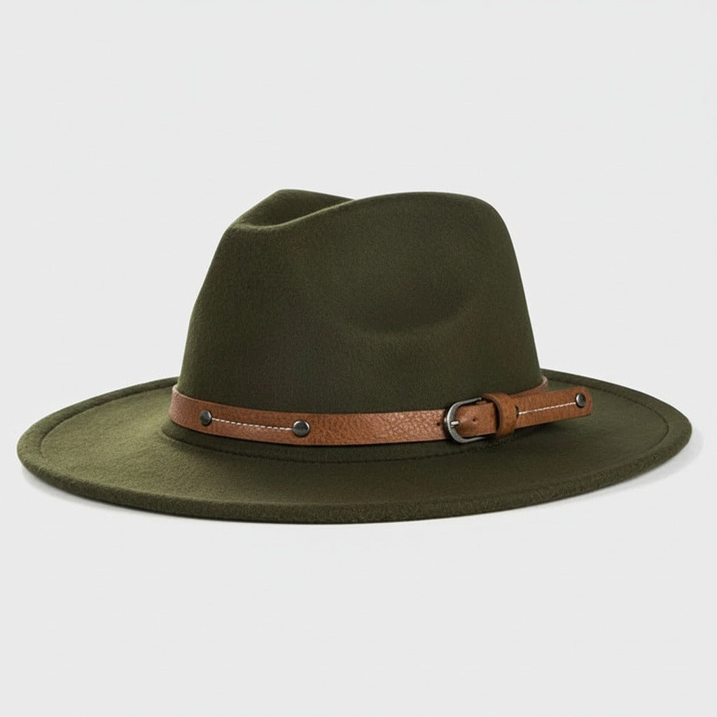 Fedora Hat Men - Forest Green - Front View