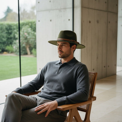 Fedora Hat Men - Forest Green - Side Profile