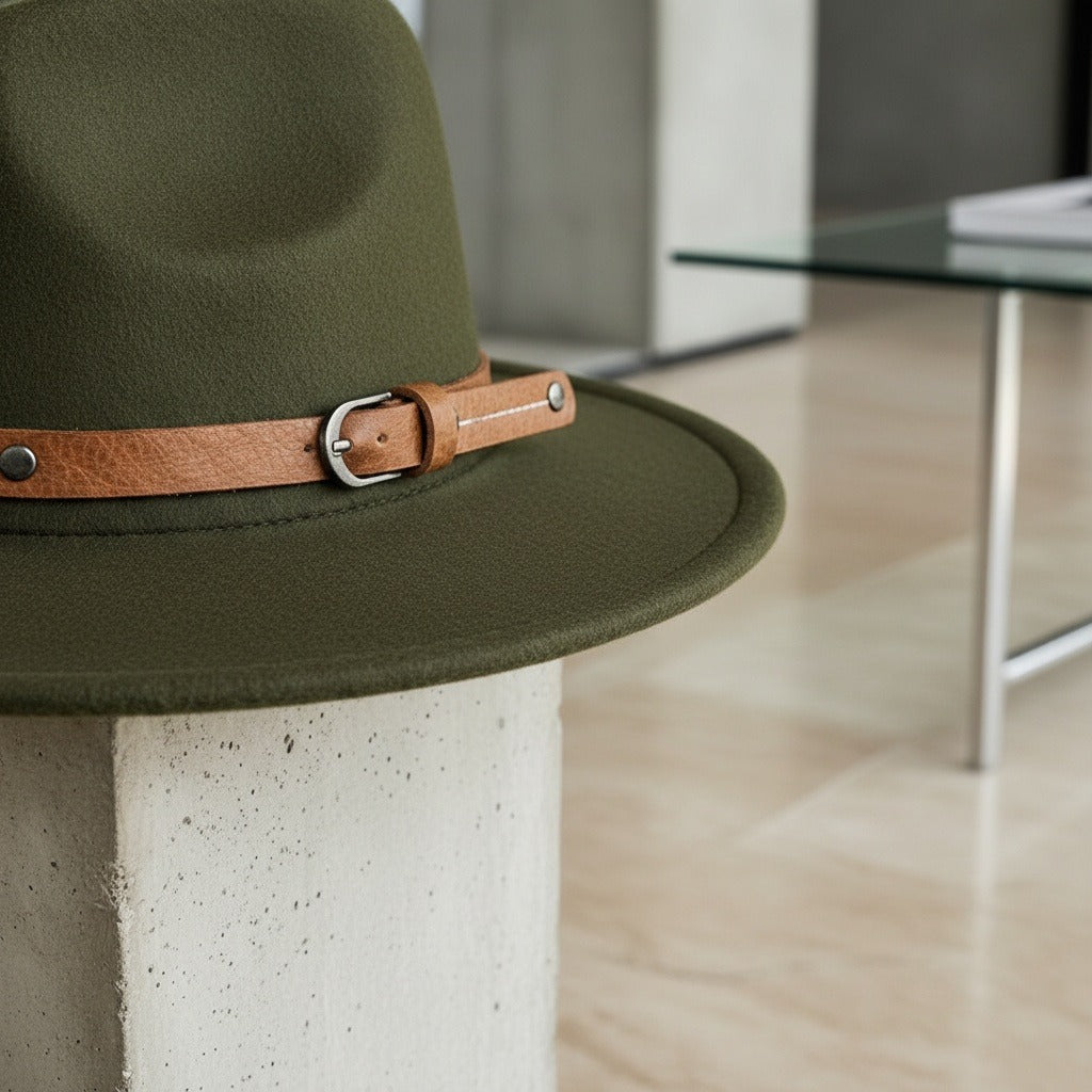 Fedora Hat Men - Forest Green - Back View