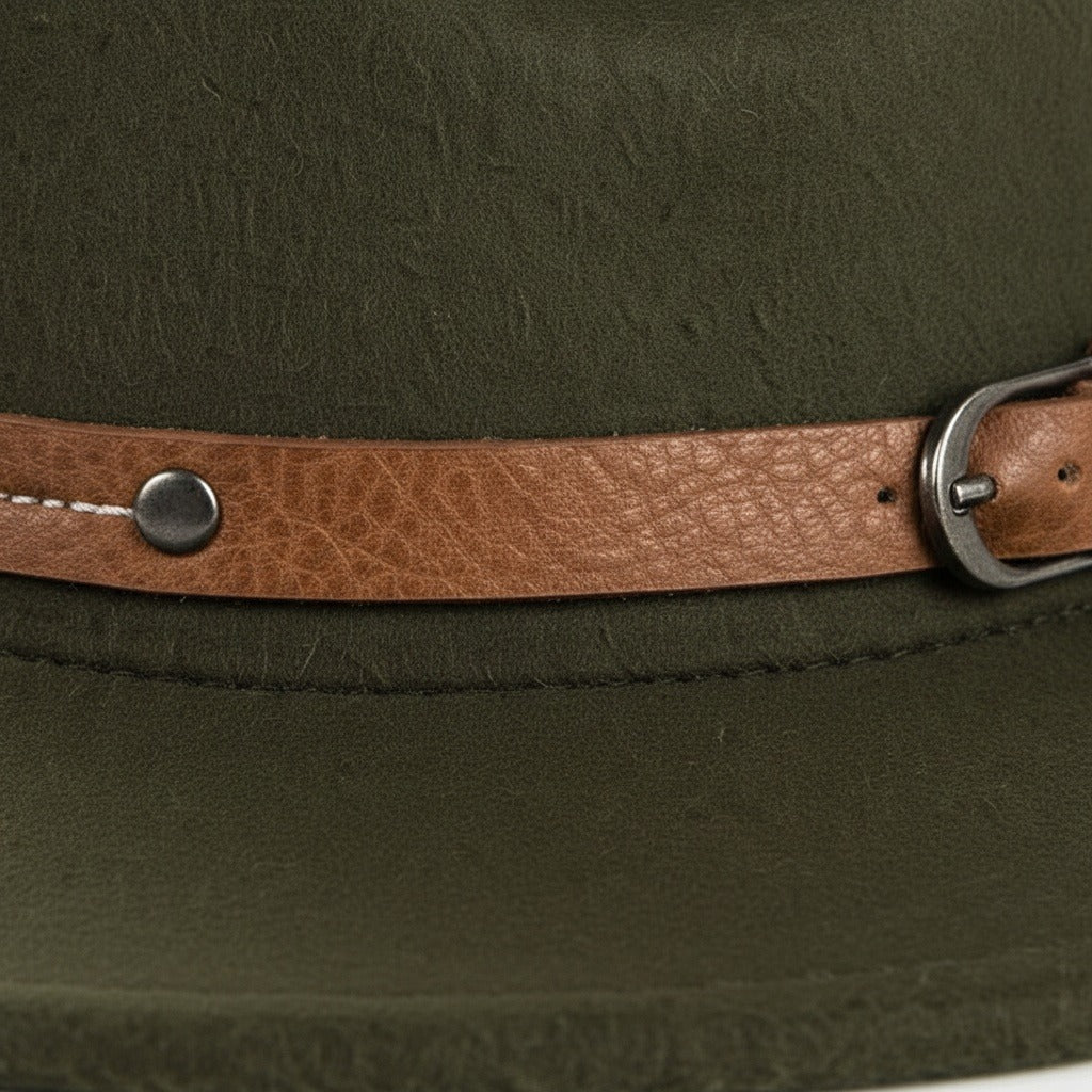 Fedora Hat Men - Forest Green - Texture Close Up