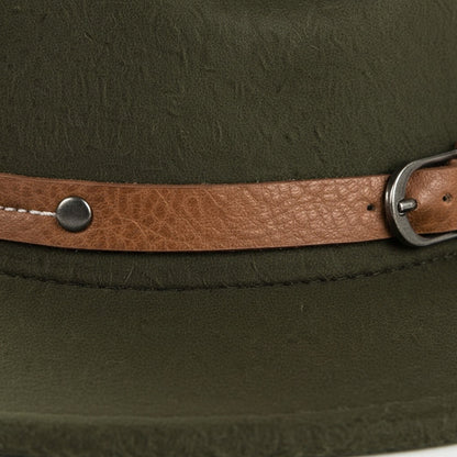 Fedora Hat Men - Forest Green - Texture Close Up