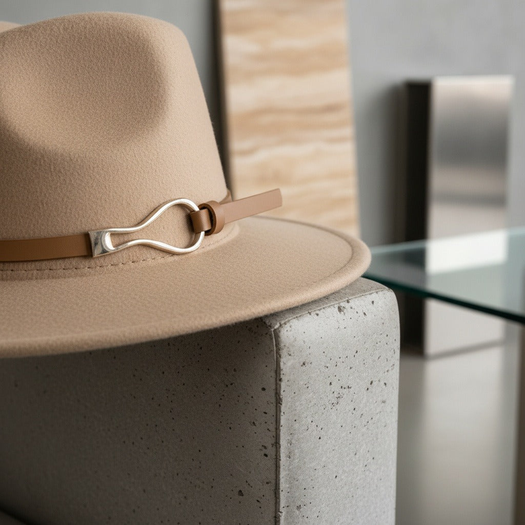 Fedora Hat Men - Sand - Back View