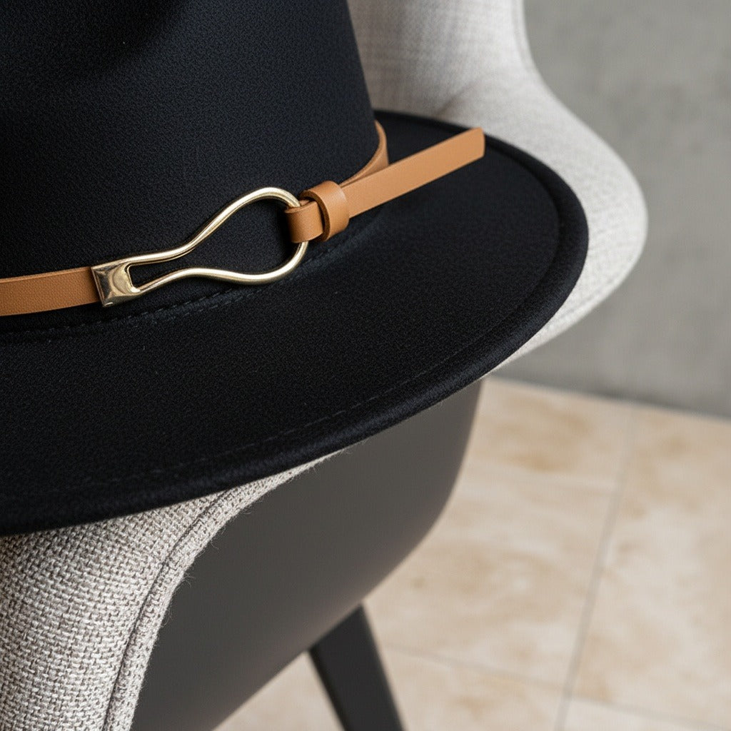 Fedora Hat Men - Black - Back View