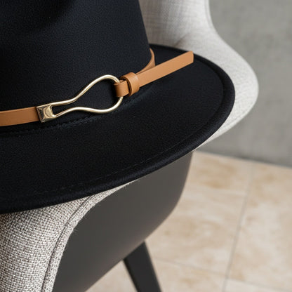 Fedora Hat Men - Black - Back View