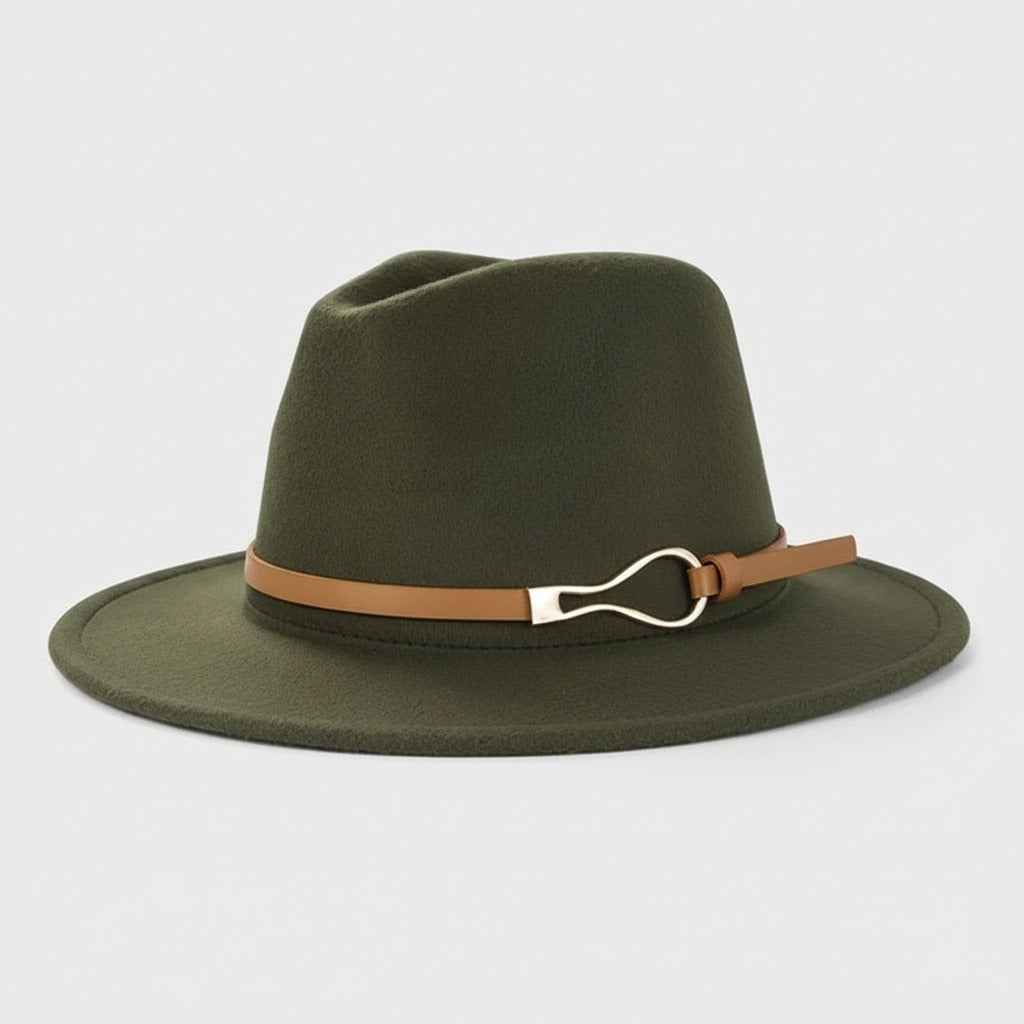 Fedora Hat Men - Olive - Front View