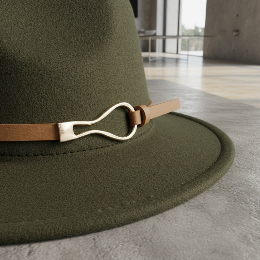 Fedora Hat Men - Olive - Back View
