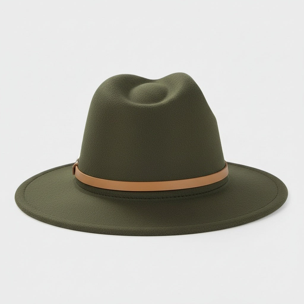 Fedora Hat Men - Olive - Fabric Detail