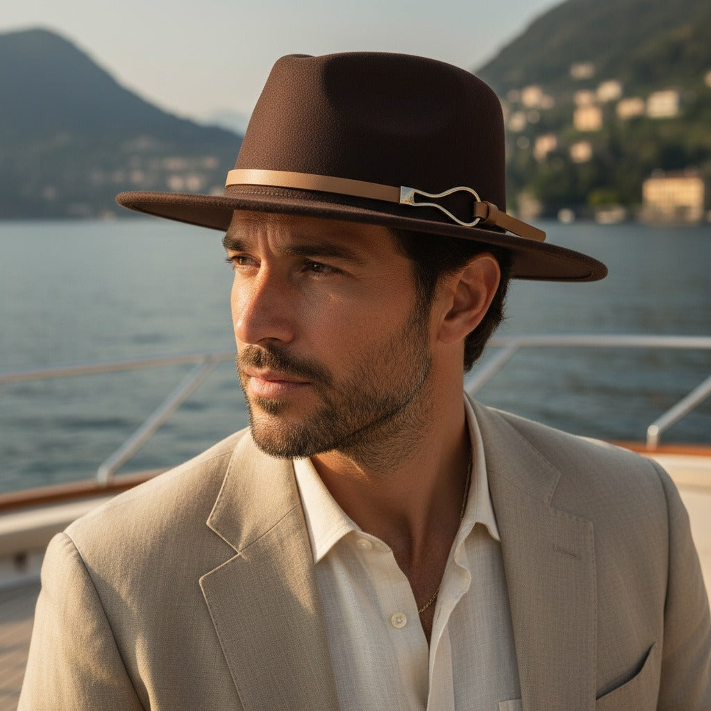 Fedora Hat Men - Cocoa - Angled Shot