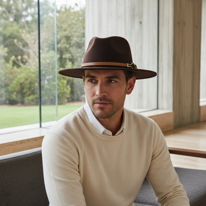 Fedora Hat Men - Cocoa - Side Profile