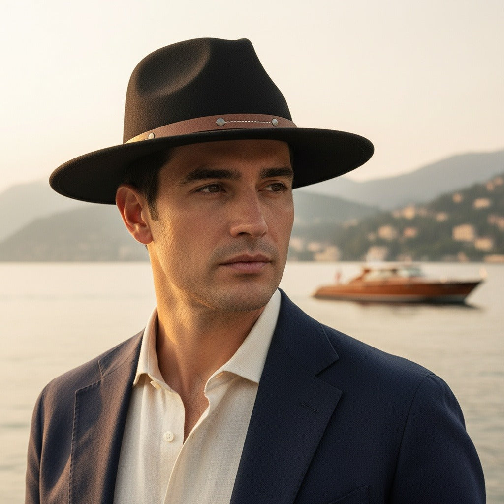 Fedora Hat Men - Onyx - Angled Shot