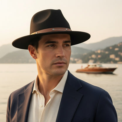 Fedora Hat Men - Onyx - Angled Shot