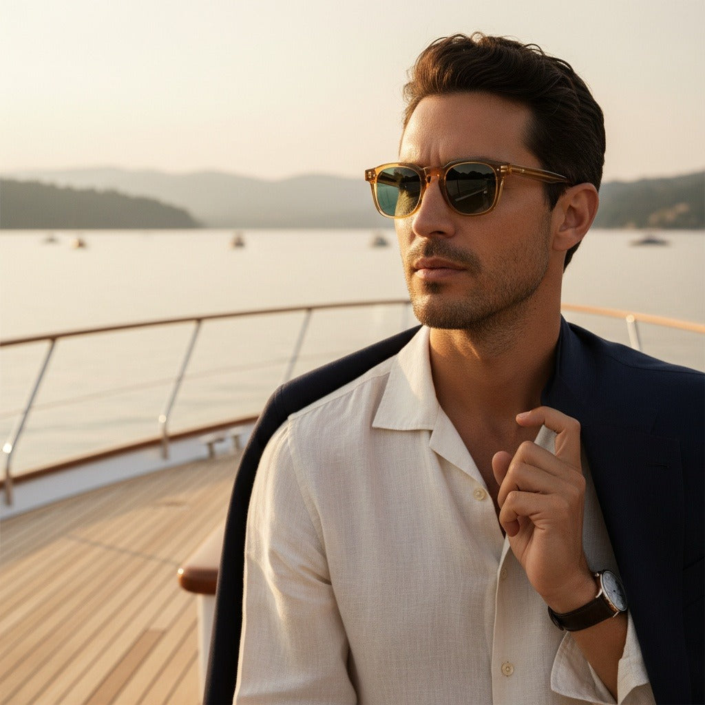 Gatsby Sunglasses - Honey Amber - Angled Shot