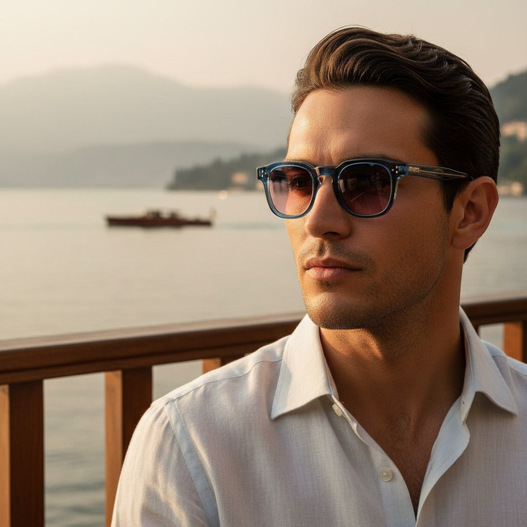 Gatsby Sunglasses - Denim Blue - Angled Shot