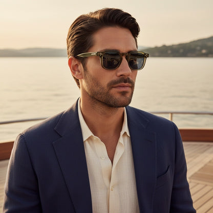 Gatsby Sunglasses - Moss Green - Angled Shot