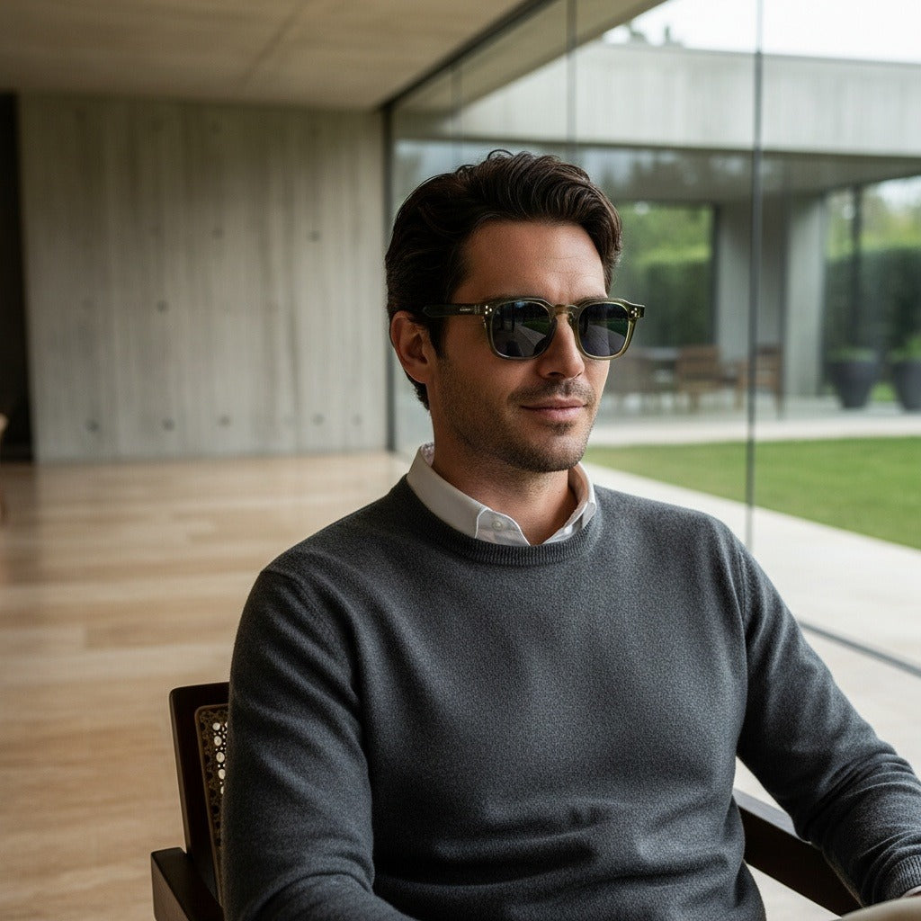 Gatsby Sunglasses - Moss Green - Side Profile