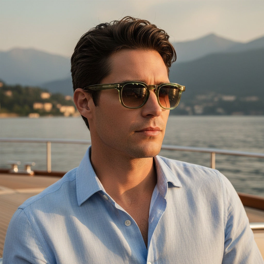 Gatsby Sunglasses - Olive Mist - Angled Shot