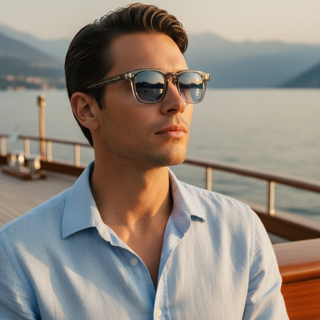 Gatsby Sunglasses - Smoky Blue - Angled Shot