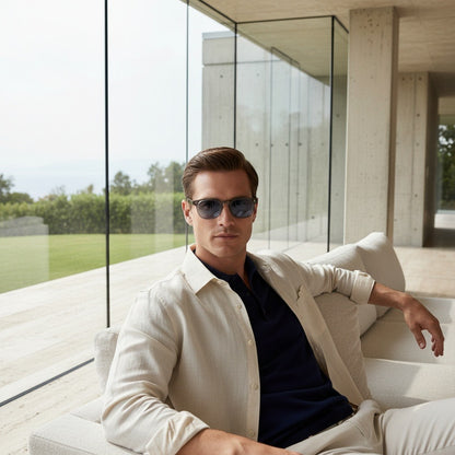 Gatsby Sunglasses - Pewter Blue - Side Profile