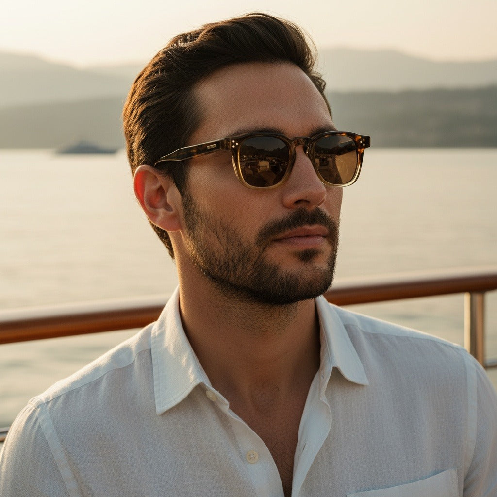 Gatsby Sunglasses - Caramel Fade - Angled Shot