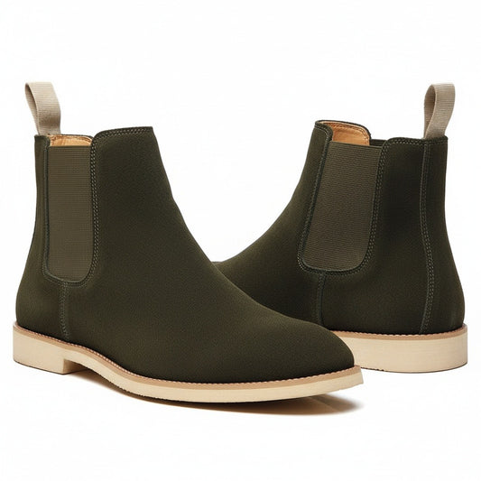 Green Chelsea Boots Mens - Green - Front View