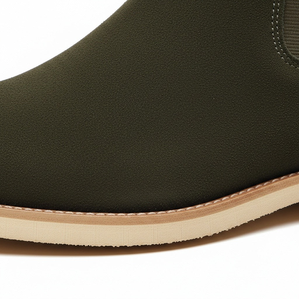 Green Chelsea Boots Mens - Green - Texture Close Up