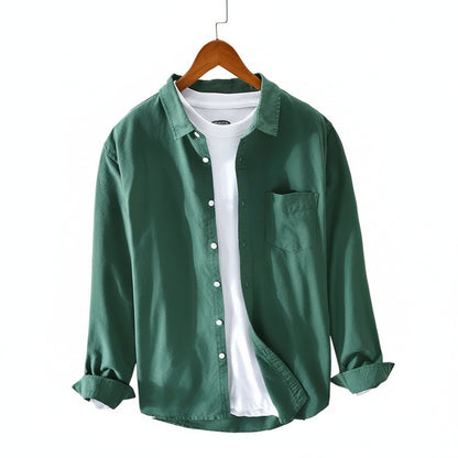 Green Cotton Shirt - Green - Front View