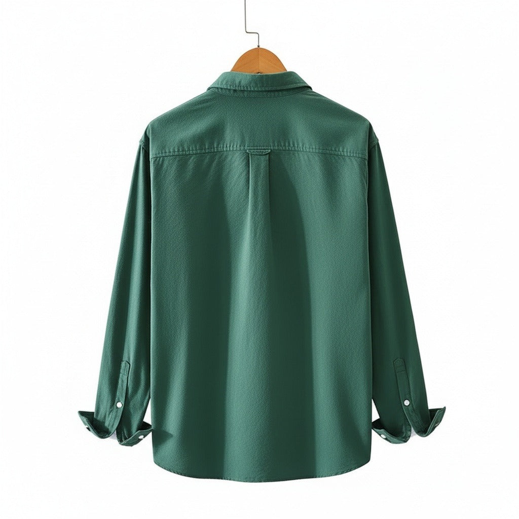Green Cotton Shirt - Green - Fabric Detail