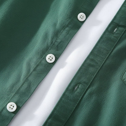 Green Cotton Shirt - Green - Texture Close Up