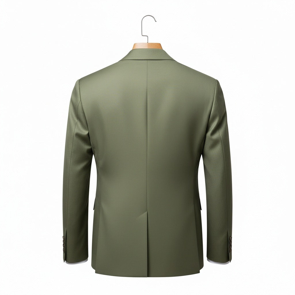 Green Double Breasted Suit - Green - Fabric Detail