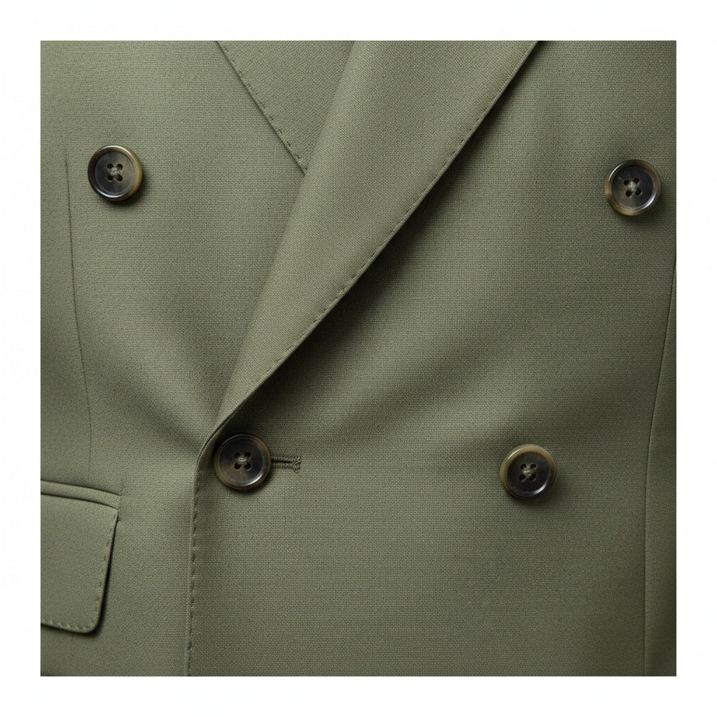 Green Double Breasted Suit - Green - Texture Close Up