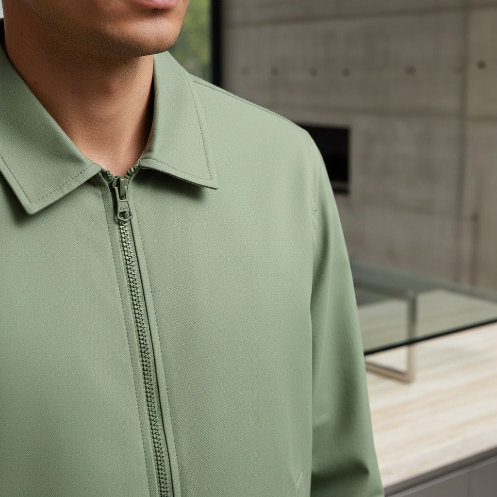 Green Harrington Jacket Mens - Green - Back View
