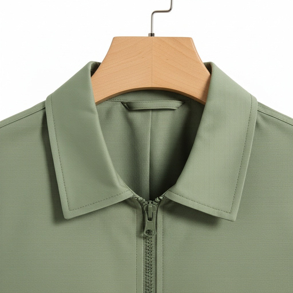Green Harrington Jacket Mens - Green - Texture Close Up