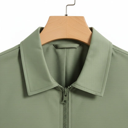 Green Harrington Jacket Mens - Green - Texture Close Up