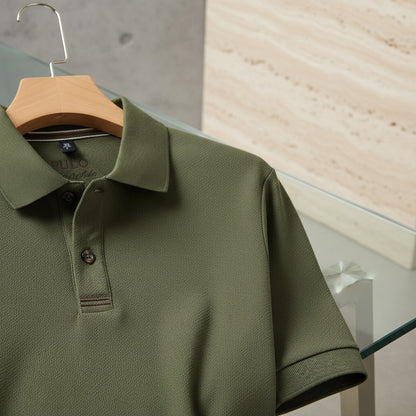 Green Long Sleeve Polo Shirt - Green - Back View