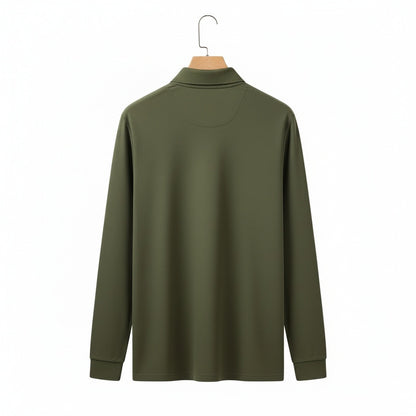 Green Long Sleeve Polo Shirt - Green - Fabric Detail