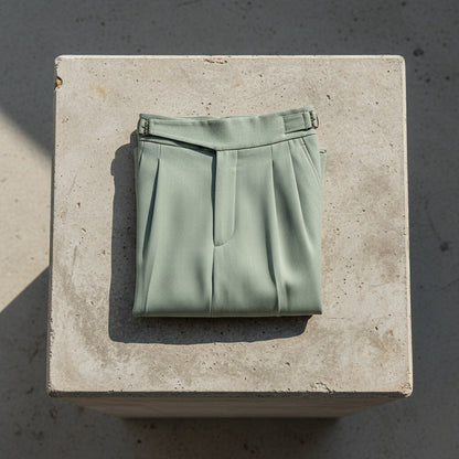 Green Pleated Trousers Mens - Green - Lifestyle Inspiration