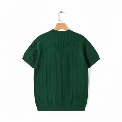 Green Ribbed T Shirt - Green - Fabric Detail