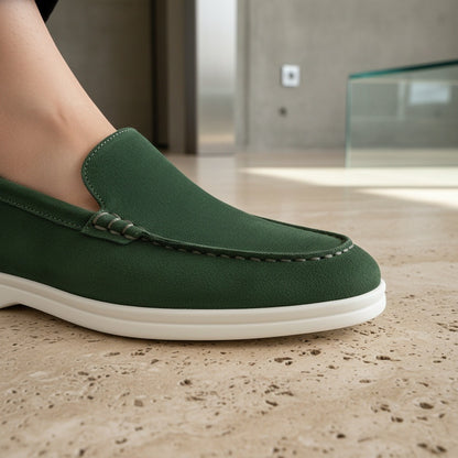 Green Suede Loafers for Men - Green - Back View