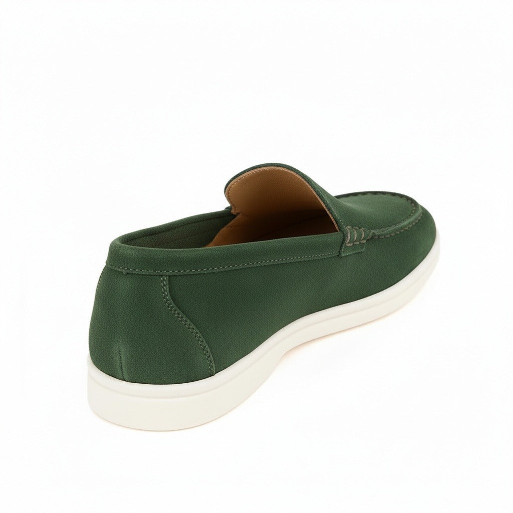 Green Suede Loafers for Men - Green - Fabric Detail
